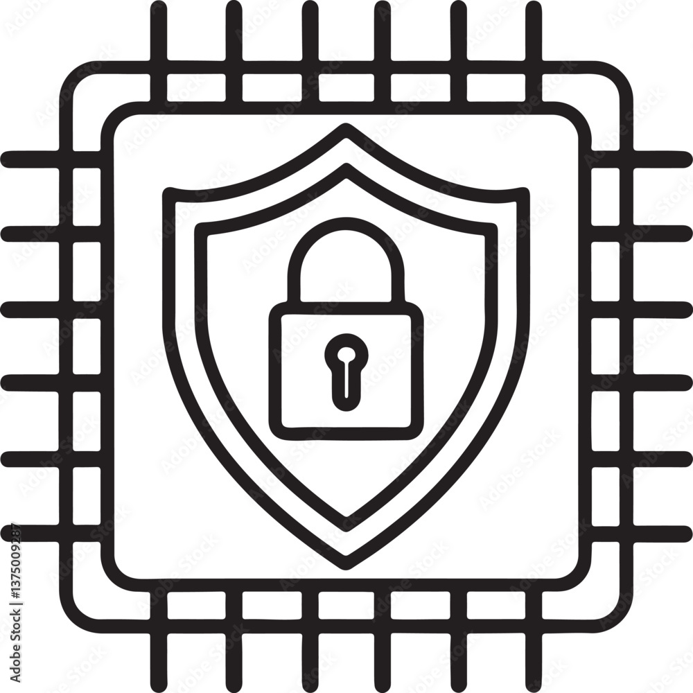 Poster data protection vector icon. data security and safety icon in flat filled and outline stroke line ar