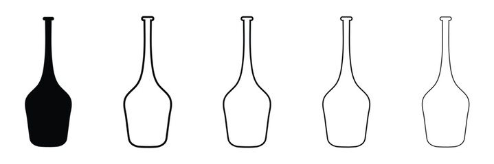 Bottle Silhouette Collection. Wine, Beer, Liquor Bottle Vector Set .Vector Illustration&nbsp;.&nbsp;