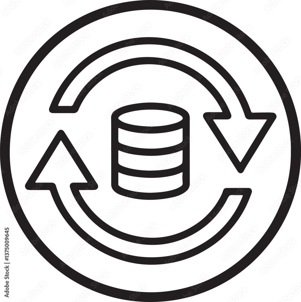 Poster data transfer vector icon. online and offline date sharing icon in flat filled and outline stroke li