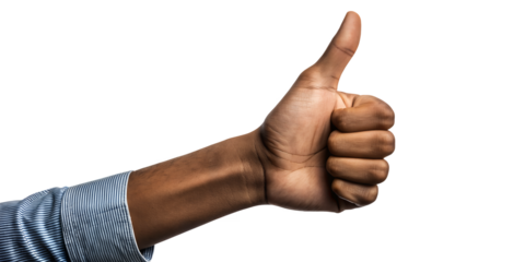 Thumbs Up Gesture: A close-up shot captures a hand gesturing a "thumbs up", a universal sign of approval, agreement, or positivity.