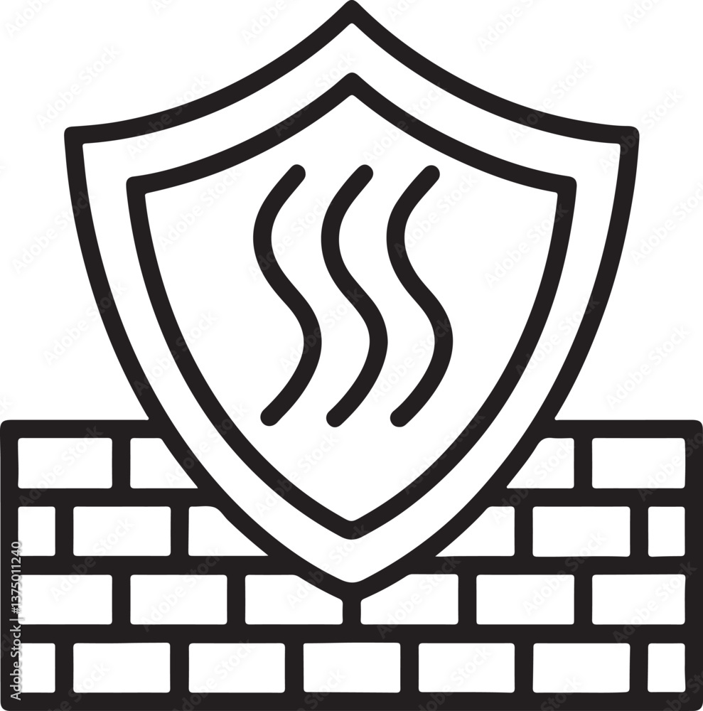 Poster firewall data protection layer vector icon in flat filled and outline stroke line art.