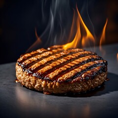 Single Burger on Plate - Cooked Food Still Image