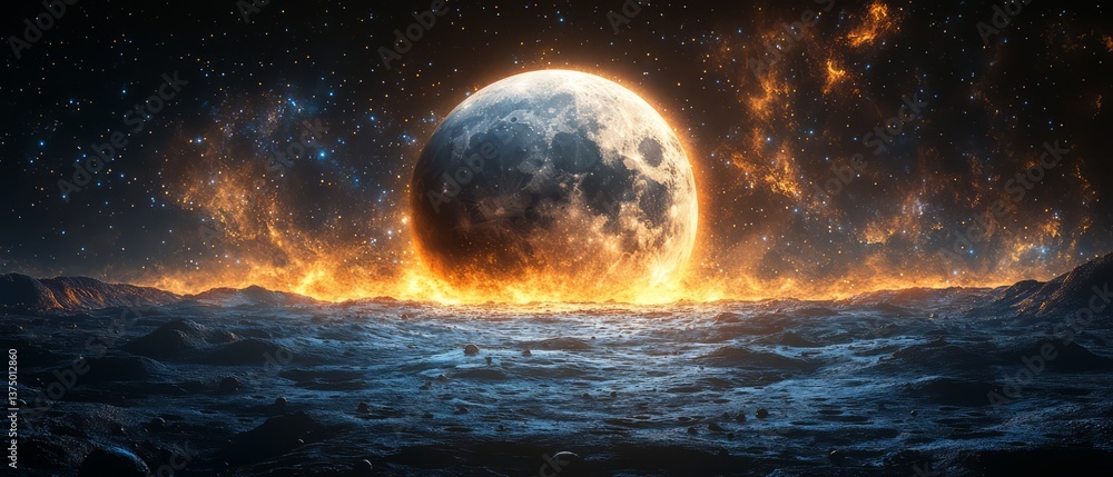 Poster a subtle presence of moon is emphasized by an imaginative image featuring a new moon set against a b