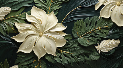 astarte.ai: Ivory Florals on Emerald Green Canvas	