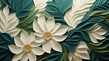 astarte.ai: Ivory Florals on Emerald Green Canvas	