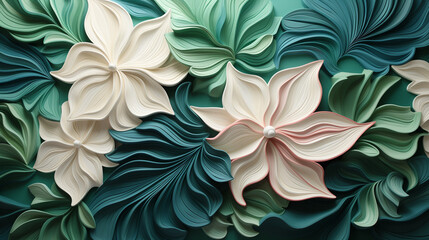 astarte.ai: Ivory Florals on Emerald Green Canvas	