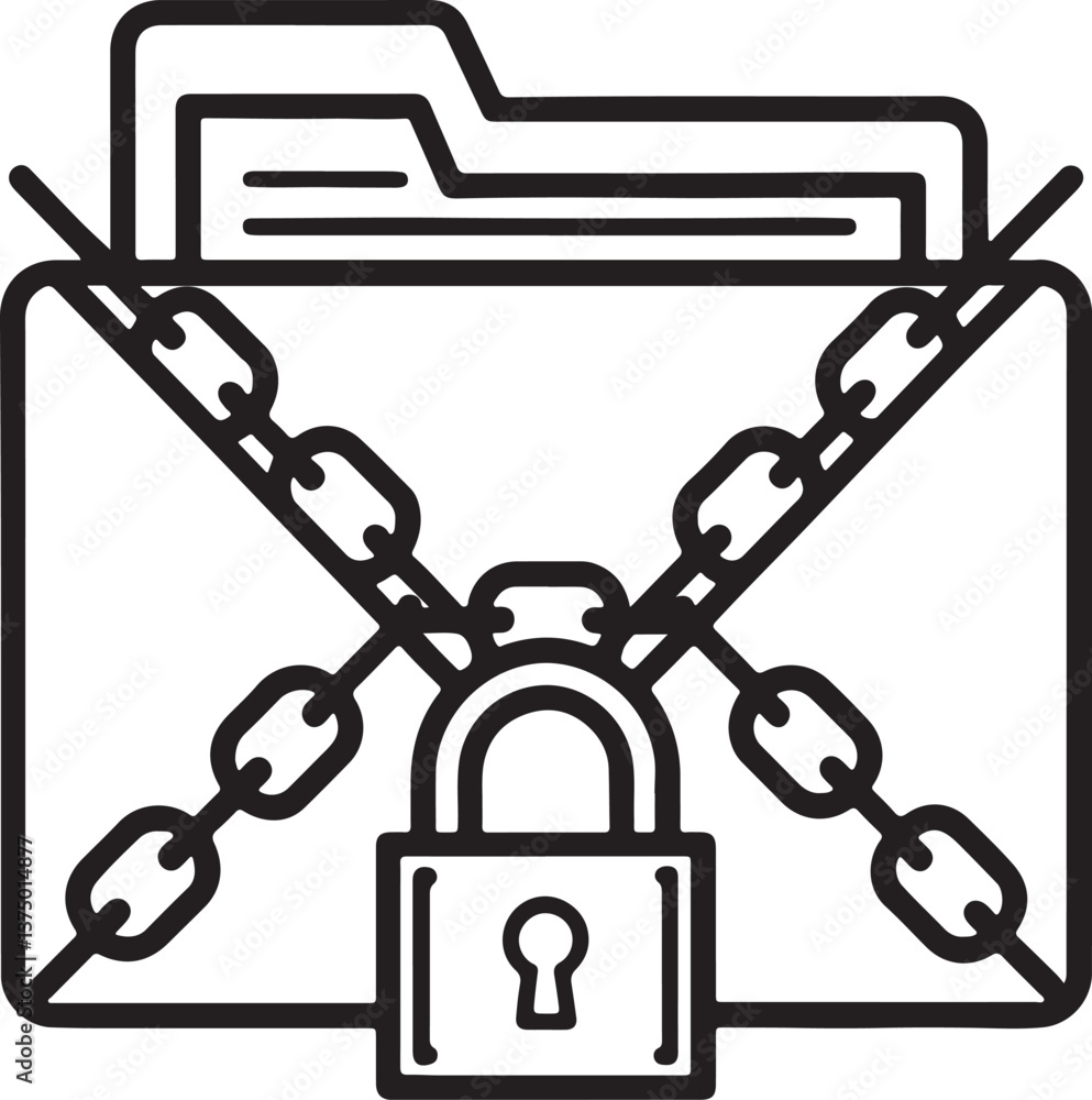 Poster secure file vector icon. file and folder or computer or system high-level protection icon in flat fi