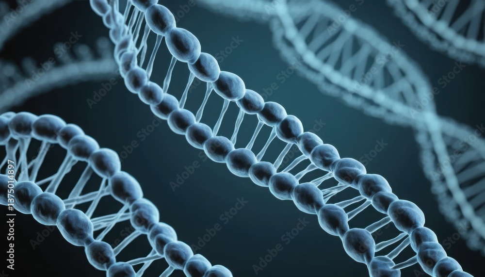 Poster Detailed Visualization of DNA Structure with Blue Gradient Background