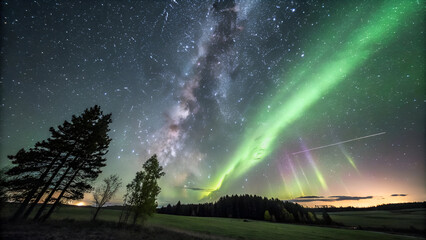 Milky Way with Northern Lights