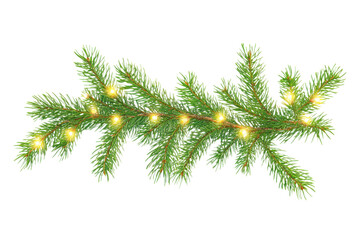 A festive christmas garland with bright yellow lights on a transparent isolated background image view