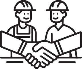 Work together vector and illustration icon. Teamwork icon in flat filled and outline stroke line art.