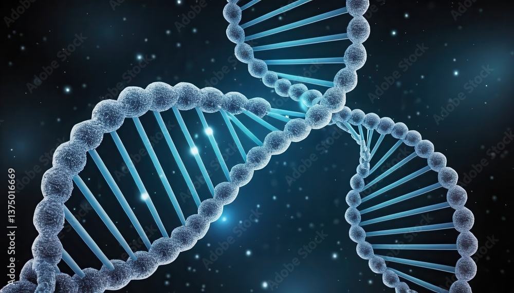 Poster molecular structure of dna in high definition with stars background