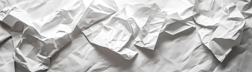 Obraz premium A textured background featuring crumpled white paper, showcasing subtle creases and folds that create a dynamic, organic feel, perfect for adding depth to any design project.