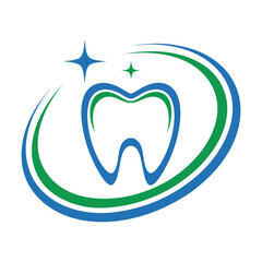 Tooth with Sparkles vector Logo Design.