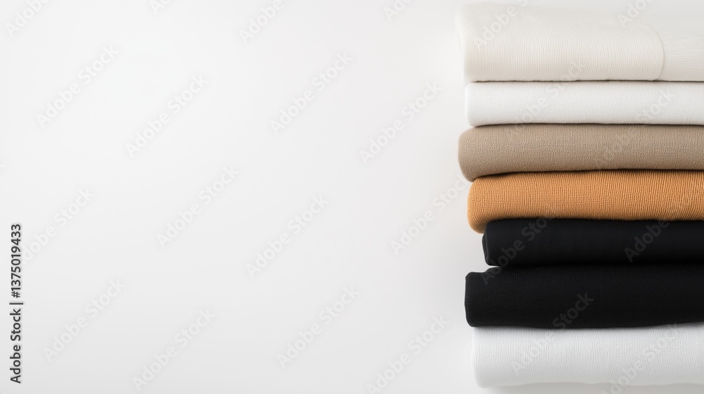 Aufkleber stack of folded clothes in various colors. the clothes are neatly folded and stacked on top of each 