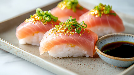Sushi platter presentation japanese restaurant food photography modern dining close-up culinary art