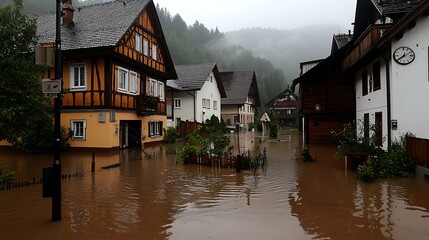 Fototapeta premium Flood in a village street