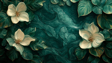 astarte.ai: Ivory Florals on Emerald Green Canvas	