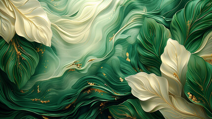 astarte.ai: Ivory Florals on Emerald Green Canvas	
