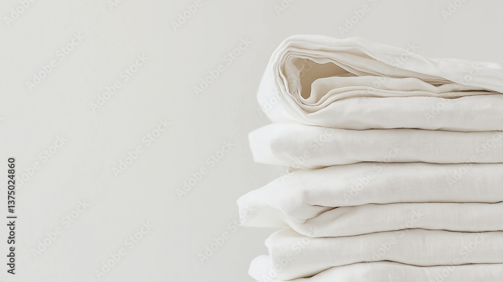 Poster stack of folded white sheets neatly folded and stacked on top of each other. the sheets appear to be