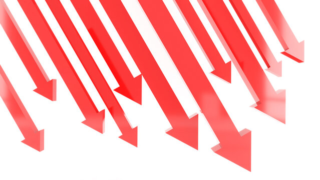 Red arrow forward on white background. Wrong business direction. Poor performance. Wrong business direction. ,3d rendering