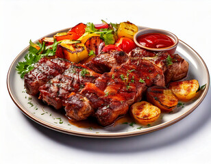 BBQ dish on a white background