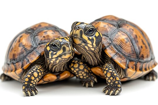Two reptiles with patterned shells.