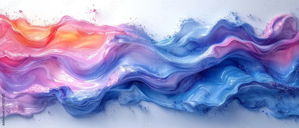 Poster abstract horizontal background with colorful waves. horizontal background with blue waves in style r