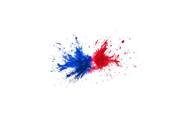 Bright red and blue splashes on a white background