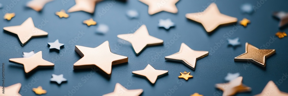 Aufkleber digital performance aesthetic metallic star rating icons in blue and gold - trendsetting ux design f