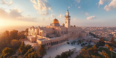 Ethereal Jerusalem Golden Hour Sacred Landmarks - Holy Week Cultural Tourism and Spiritual Heritage for Immersive Travel Marketing