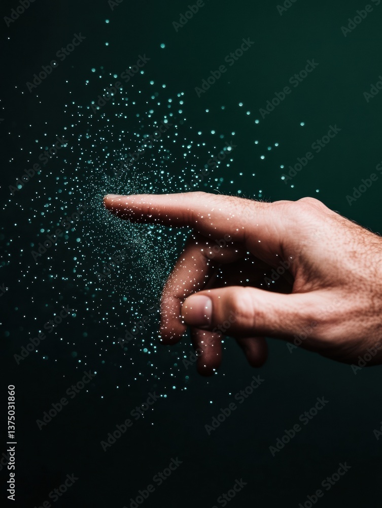 Aufkleber Transformative Digital Interaction AI-Powered Gesture Control with Quantum-Inspired Particle Visualization for Innovative Tech Storytelling and Next-Gen User Experience Design