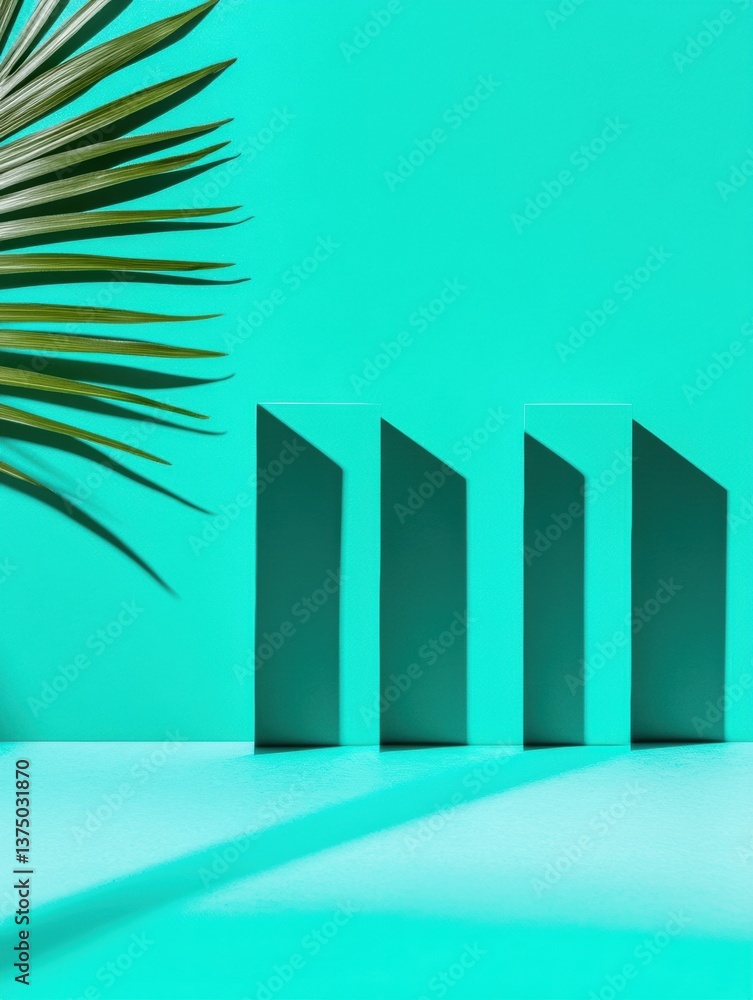 Poster minimalist green growth visualization abstract geometric investment performance blocks with tropical