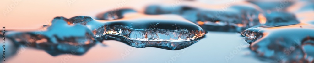 Aufkleber Fragile Ecosystems Climate Crisis Visualization - Transparent Ice Macro Revealing Environmental Vulnerability and Crystalline Winter Dynamics