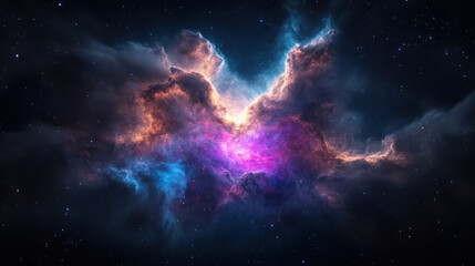 vibrant deep space photograph of colorful nebula showcasing swirling clouds of gas and stars