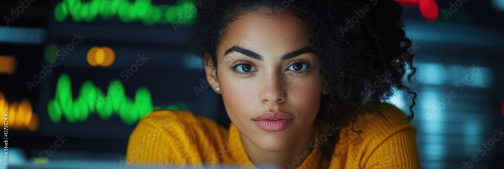 Poster Immersive Digital Analytics Millennial Professional Navigating Data-Driven Marketing Landscapes with Confidence and Cutting-Edge Technological Insight