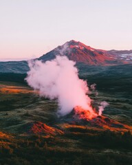 Eco-Conscious Energy Revolution Cinematic Geothermal Landscape Revealing Advanced Renewable Power Generation Through Volcanic Terrain Innovation