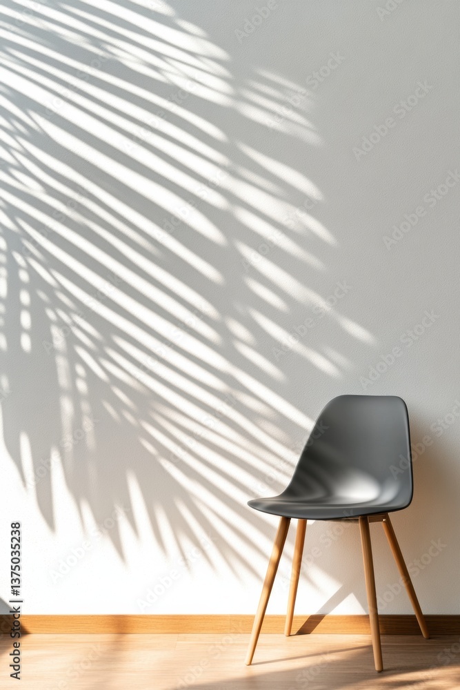 Poster minimalist nordic design meets mindful workspace scandinavian chair with architectural shadows - con