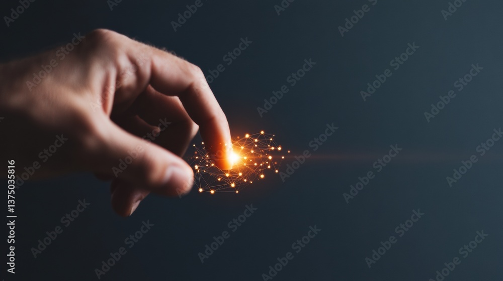 Aufkleber Spark of Innovation Minimalist Digital Transformation Concept Visualizing Technological Ignition and Creative Potential in Sleek Futuristic Workplace Environments