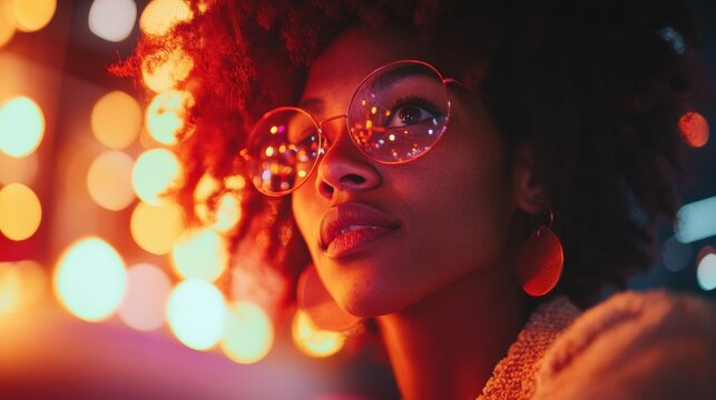 Cyberpunk Urban Portrait Afro-Textured Gen Z Creativity in Neon-Drenched Night Scene - Expressive Digital Culture and Aesthetic Empowerment