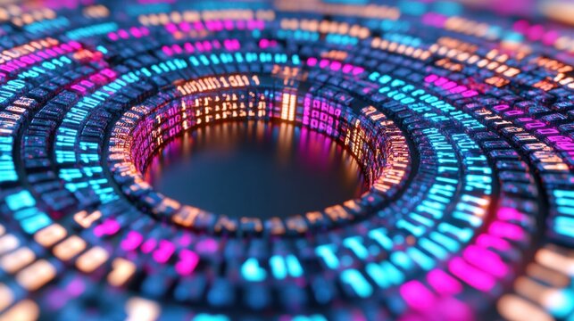 Quantum Visualization Holographic Data Vortex Revealing Cutting-Edge AI Analytics, Digital Transformation Insights for Futuristic Business Intelligence - Powered by Adobe