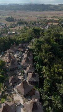 The traditional villages of Sumba are usually constructed on elevated hills, a prime example is Prai Ijing Village, perched high on a hillside