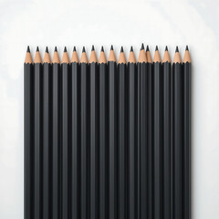 Neatly Aligned Row of Identical Black Pencils – Minimalist Composition