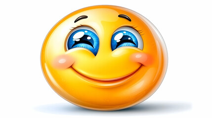 Fototapeta premium A cheerful, cute emoticon with rosy cheeks, big blue eyes, and a wide smile