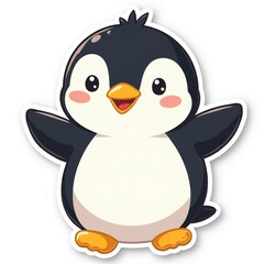 Obraz premium die cut sticker, cartoon cute penguin isolated on white background 