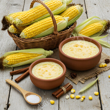 Fresh corn, Canjica, Corn Cural, Pamonha, corn grain, June festival, Brazilian food.