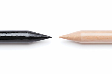 Obraz premium Close-up of a black and beige drawing pencil tips facing each other . AI generative