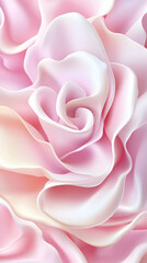 Close-up of a delicate, pastel pink rose with soft, flowing petals . AI generative