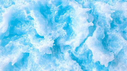 Close-up of light blue, airy foam with white bubbles, resembling a fluffy texture . AI generative