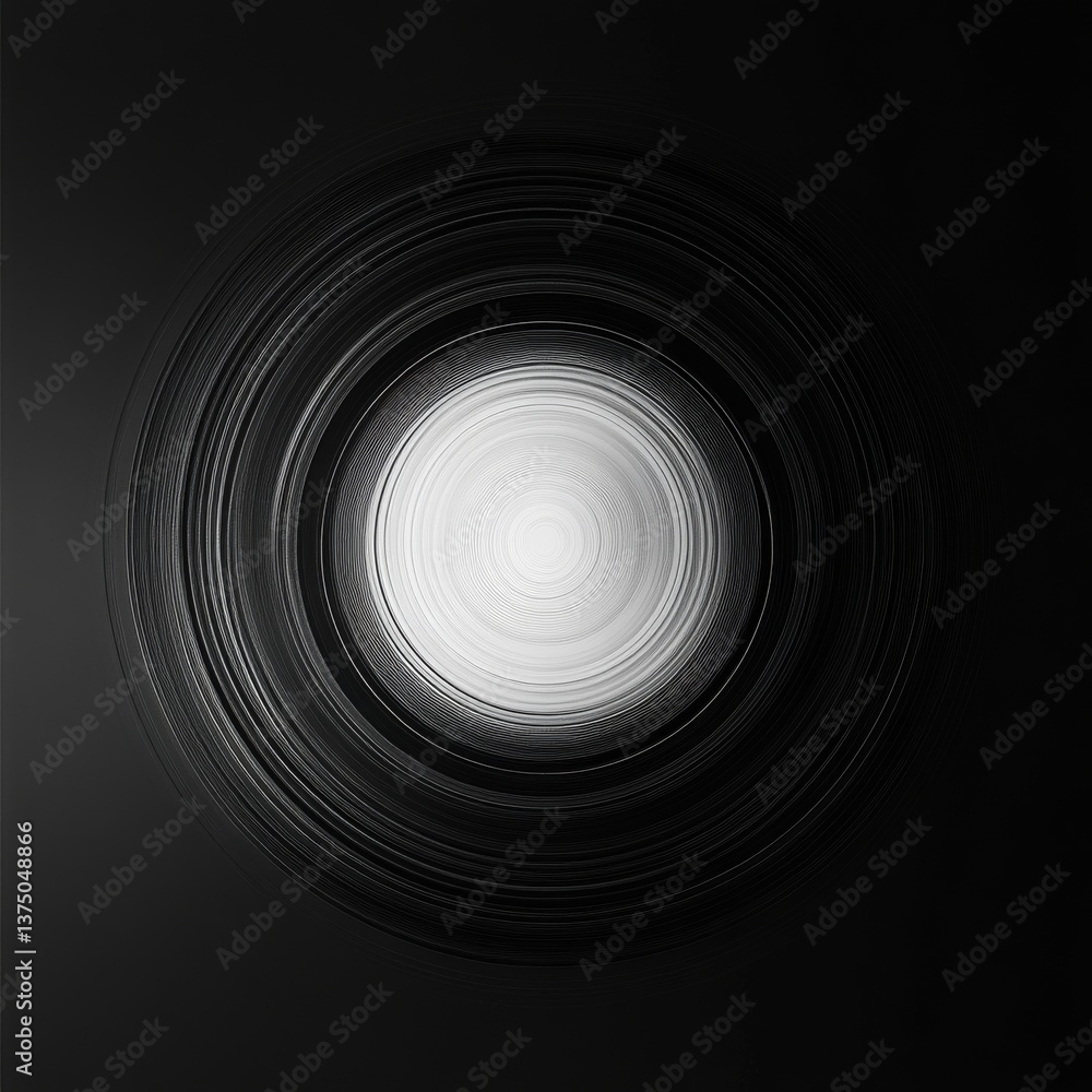 Aufkleber Abstract Circular Gradient: A Study in Light and Shadow Contrasts and Infinite Depth Illusion.